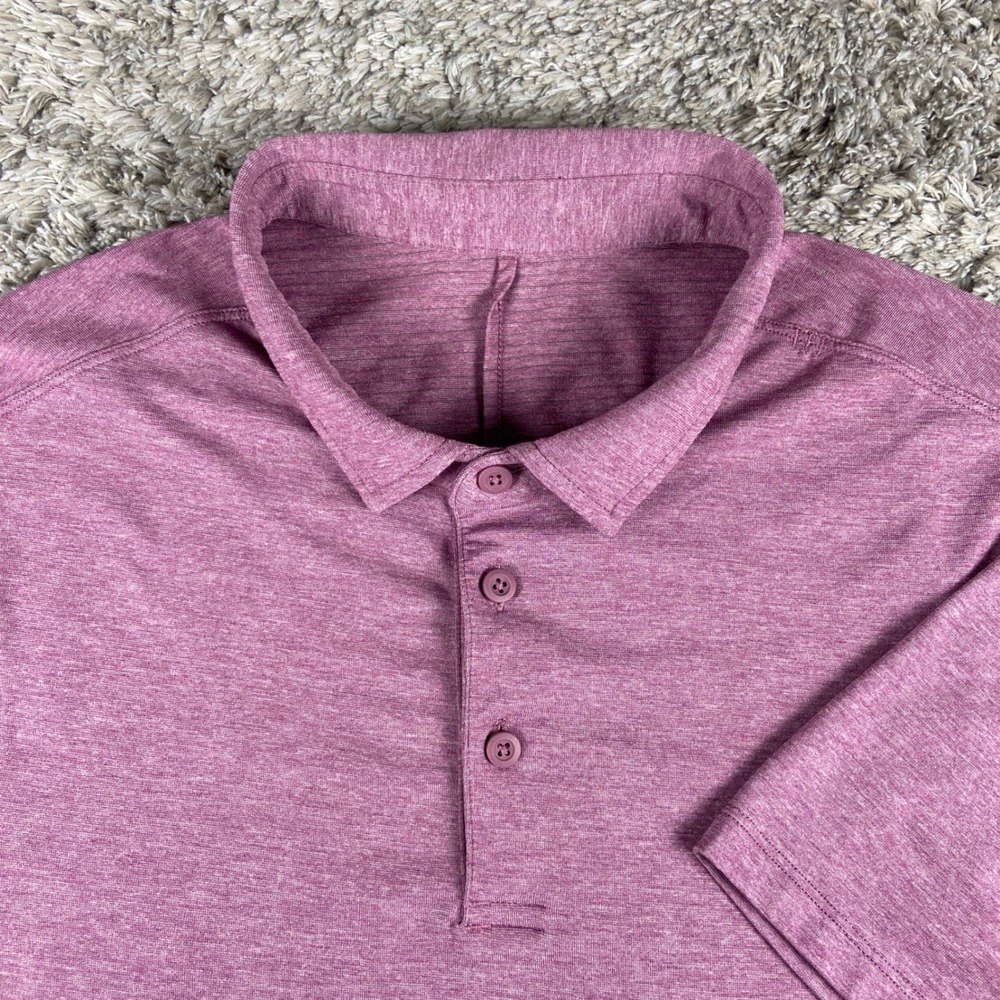 Lululemon Evolution Polo Mens Medium Purple Heathered Short‎ Sleeve Shirt Tech
